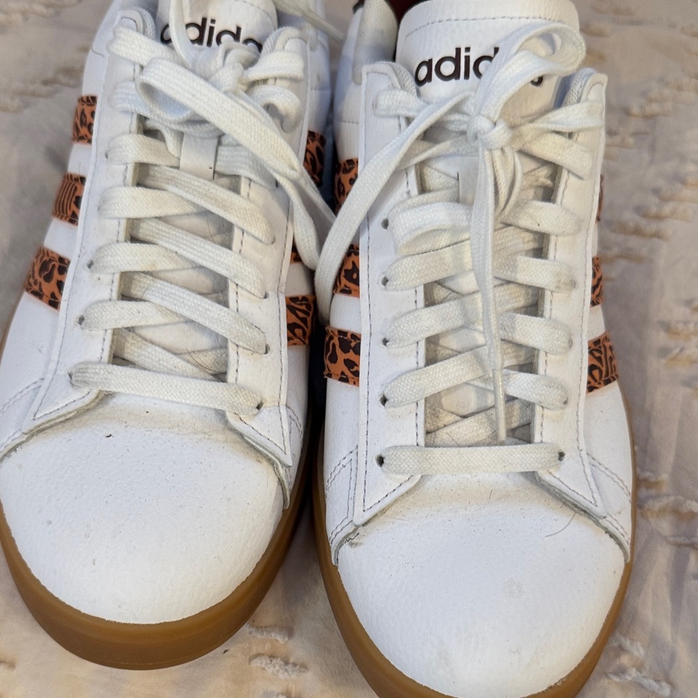 Adidas  Court 3.0 White Sneakers with Animal Print and Gum Sole